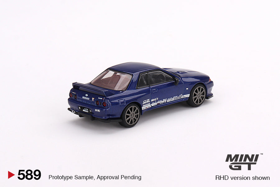 MINI GT 589 Nissan Skyline GT-R Top Secret VR32 Metallic Blue RHD