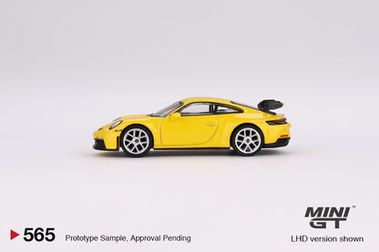 MINI GT 565 Porsche 911 (992) GT3 Racing Yellow RHD