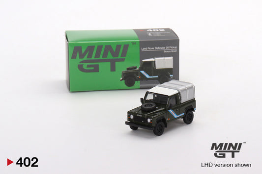 MINI GT 402 Land Rover Defender 90 Pickup Bronze Green RHD