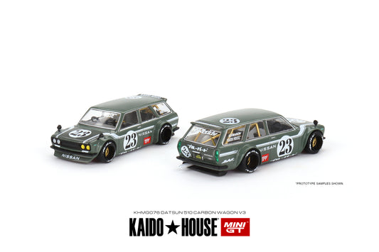 [Kaidohouse x MINI GT] 076 Datsun KAIDO 510 Wagon CARBON FIBER V3