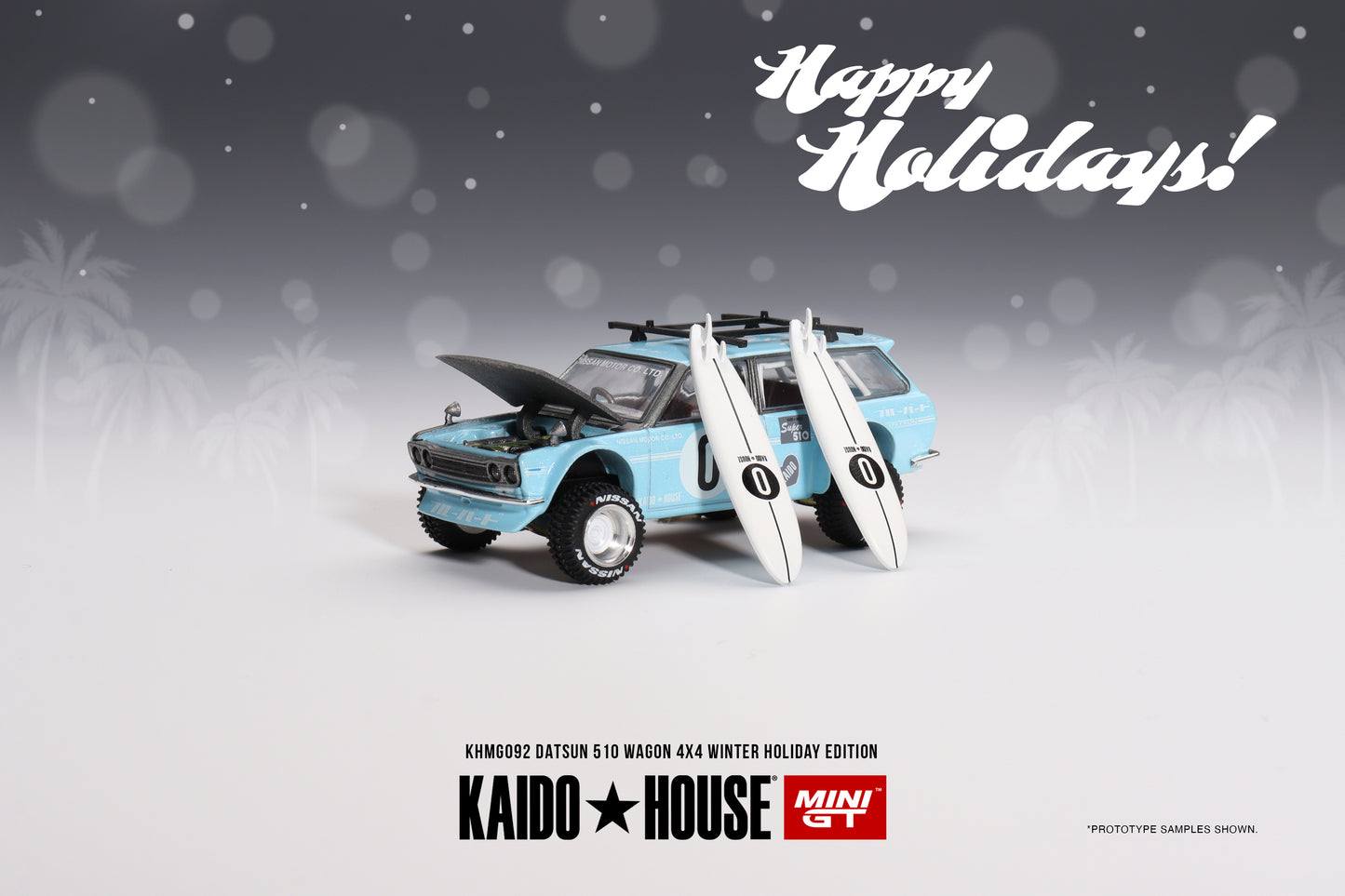 [Kaidohouse x MINI GT] 092 Datsun KAIDO 510 Wagon 4x4 Winter Holiday Edition